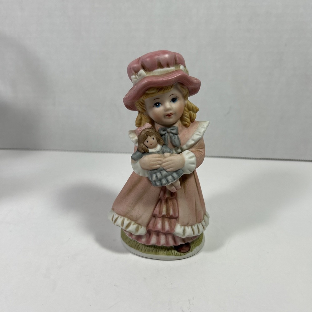 vintage home interiors figurine Little Girl With Bonnet & Doll 1419